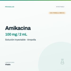 Amikacina 100 mg / 2 mL Vitalis Ampolla