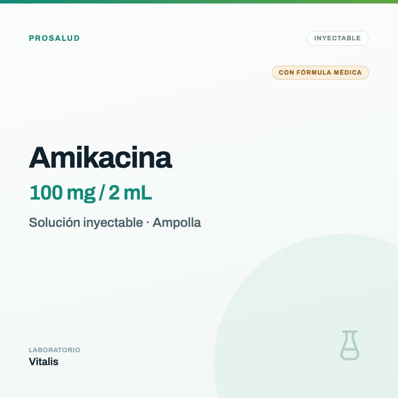 Amikacina 100 mg / 2 mL Vitalis Ampolla