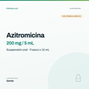 Azitromicina Genfar Suspensión 200 mg/5 mL Frasco x 15 mL
